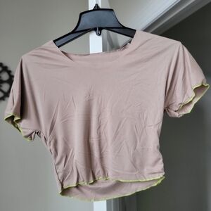 Women Crop Top Pink with Green border